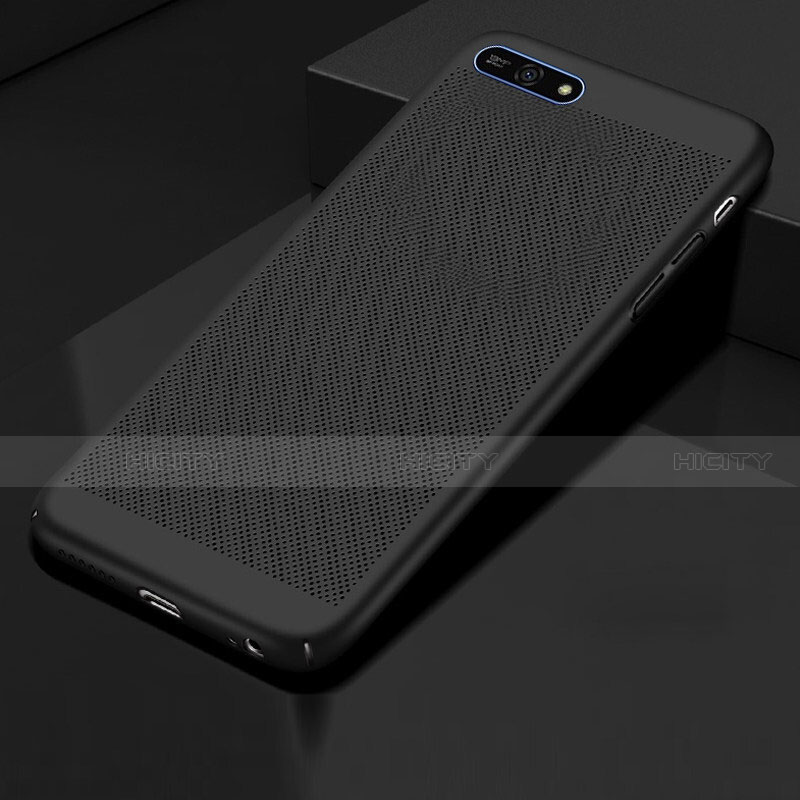 Huawei Y6 Prime (2018)用ハードケース プラスチック メッシュ デザイン カバー ファーウェイ ブラック