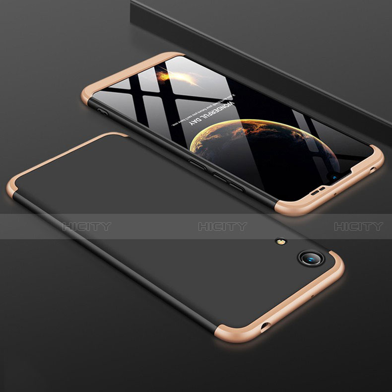 Huawei Y6 Pro (2019)用ハードケース プラスチック 質感もマット 前面と背面 360度 フルカバー ファーウェイ ゴールド・ブラック