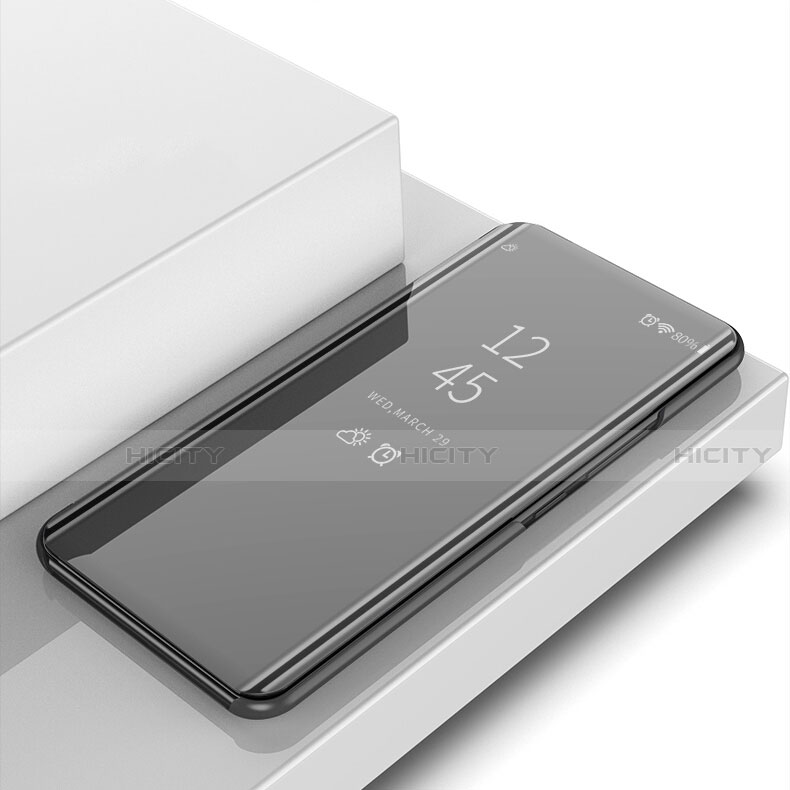 Huawei Y6s用手帳型 レザーケース スタンド 鏡面 カバー ファーウェイ ブラック