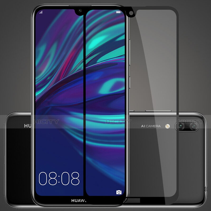Huawei Y7 (2019)用強化ガラス フル液晶保護フィルム ファーウェイ ブラック