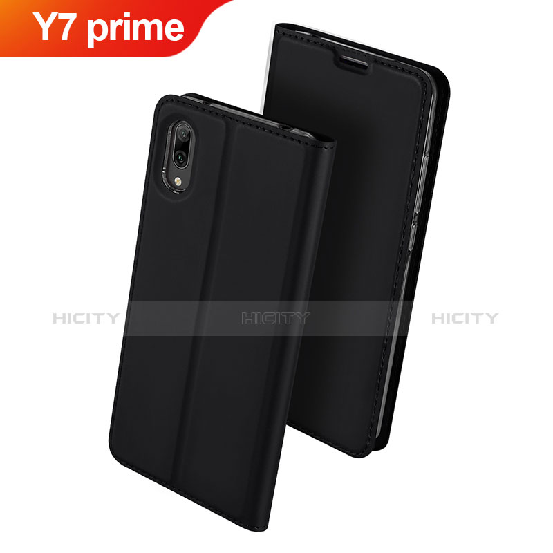 Huawei Y7 Prime (2019)用手帳型 レザーケース スタンド カバー ファーウェイ ブラック