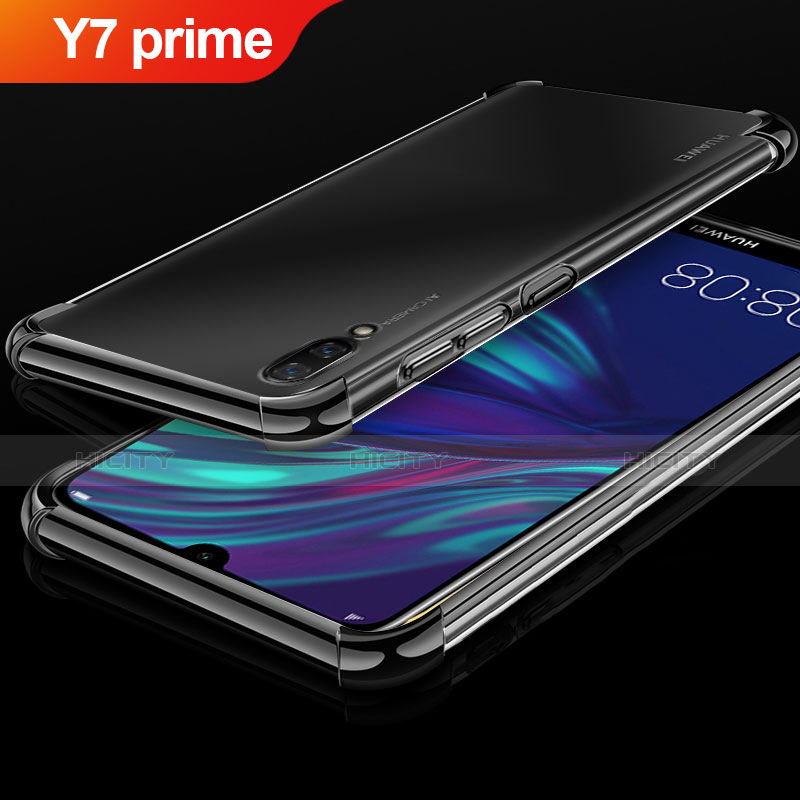 Huawei Y7 Prime (2019)用極薄ソフトケース シリコンケース 耐衝撃 全面保護 クリア透明 H01 ファーウェイ ブラック