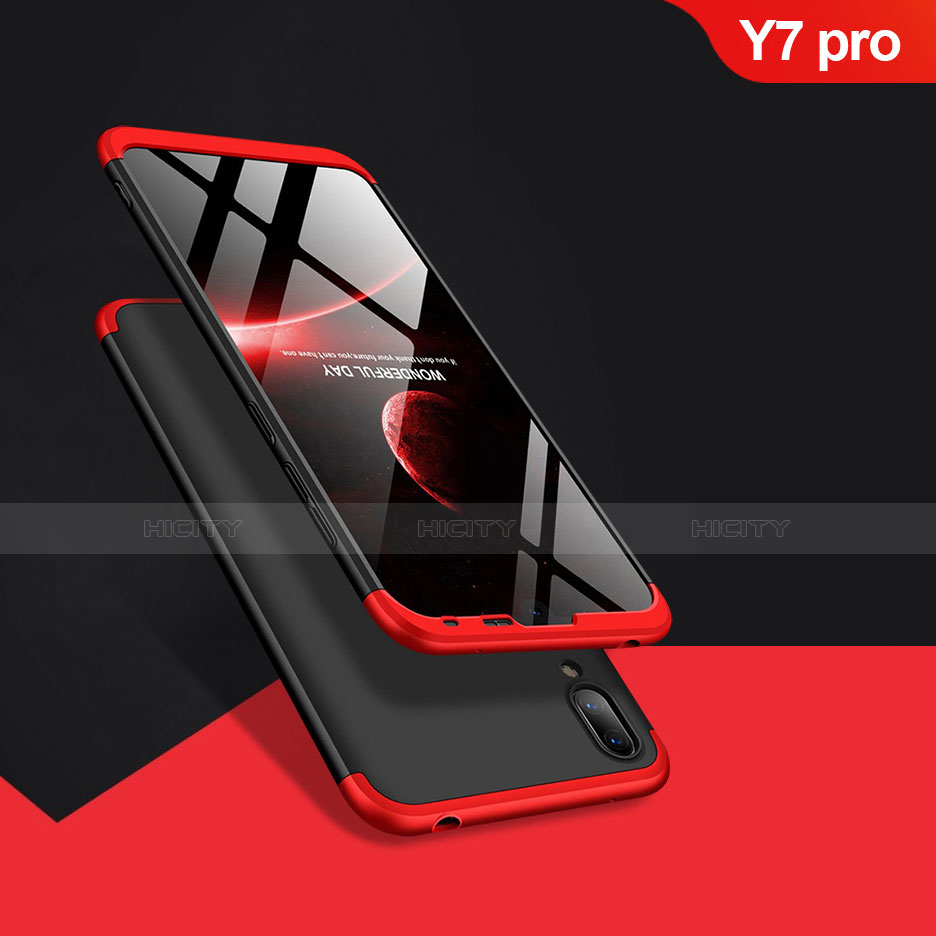 Huawei Y7 Pro (2019)用ハードケース プラスチック 質感もマット 前面と背面 360度 フルカバー Q01 ファーウェイ レッド・ブラック