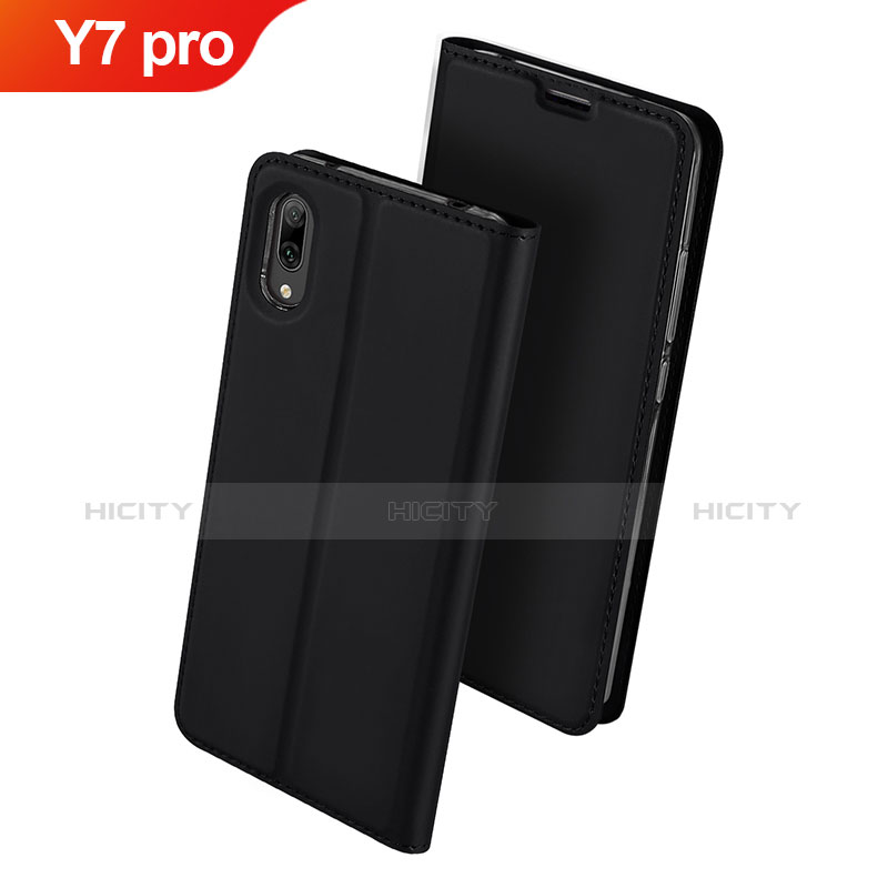 Huawei Y7 Pro (2019)用手帳型 レザーケース スタンド カバー ファーウェイ ブラック