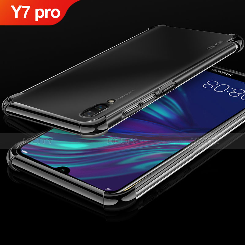 Huawei Y7 Pro (2019)用極薄ソフトケース シリコンケース 耐衝撃 全面保護 クリア透明 H01 ファーウェイ ブラック