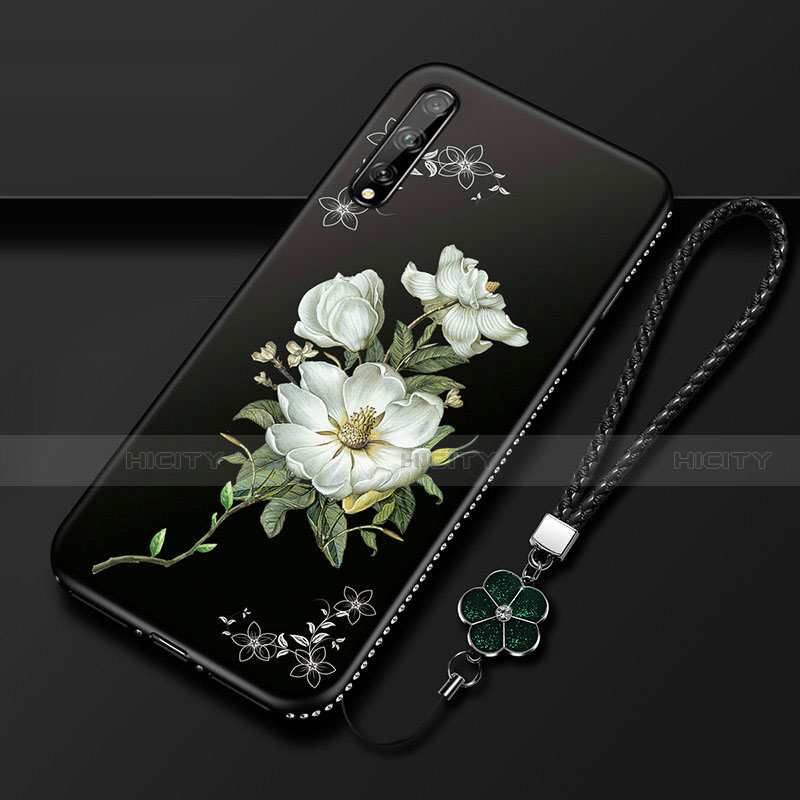 Huawei Y8p用シリコンケース ソフトタッチラバー 花 カバー S01 ファーウェイ 