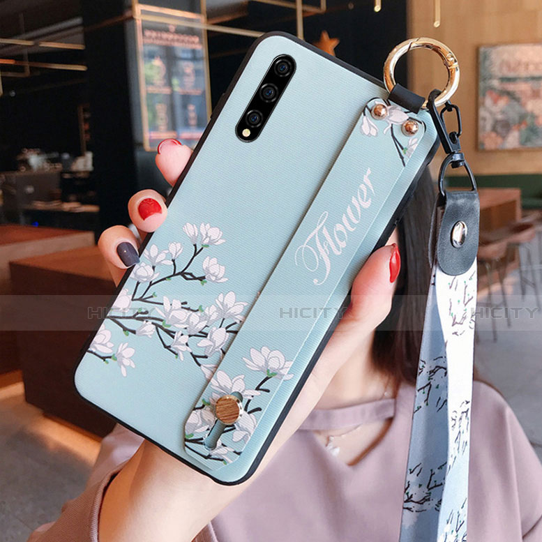 Huawei Y8p用シリコンケース ソフトタッチラバー 花 カバー S02 ファーウェイ 