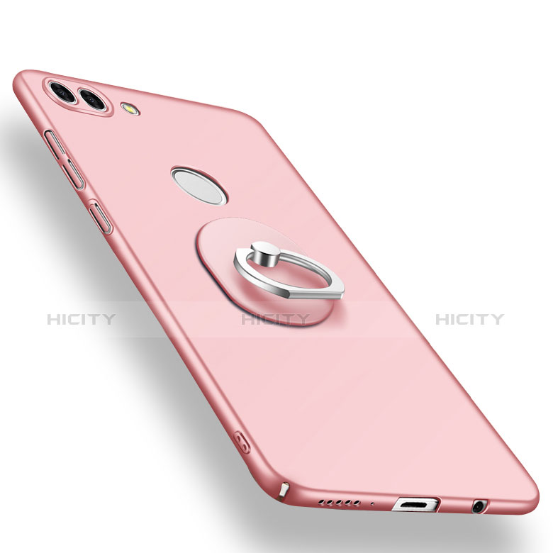 Huawei Y9 (2018)用ハードケース プラスチック 質感もマット アンド指輪 A01 ファーウェイ ローズゴールド