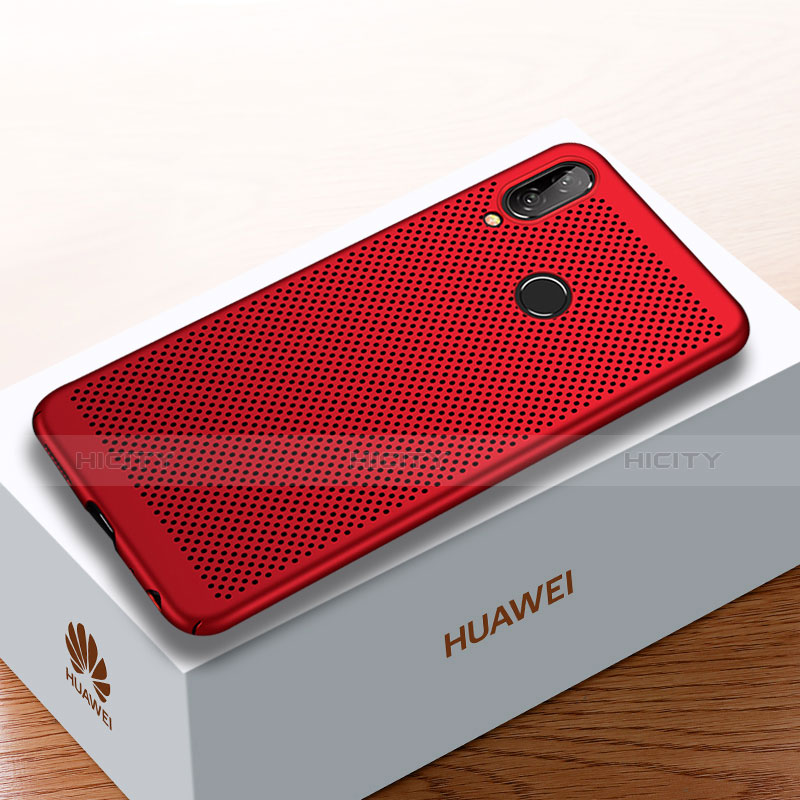 Huawei Y9 (2019)用ハードケース プラスチック メッシュ デザイン カバー ファーウェイ レッド