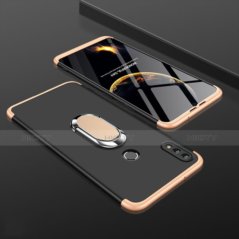 Huawei Y9 (2019)用ハードケース プラスチック 質感もマット 前面と背面 360度 フルカバー アンド指輪 ファーウェイ ゴールド・ブラック