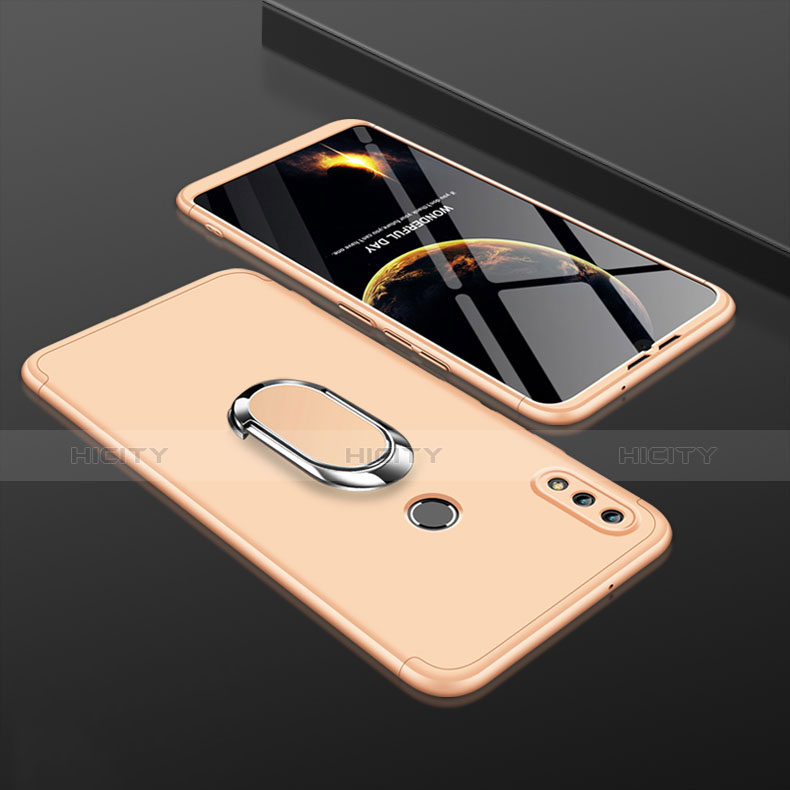Huawei Y9 (2019)用ハードケース プラスチック 質感もマット 前面と背面 360度 フルカバー アンド指輪 ファーウェイ ゴールド