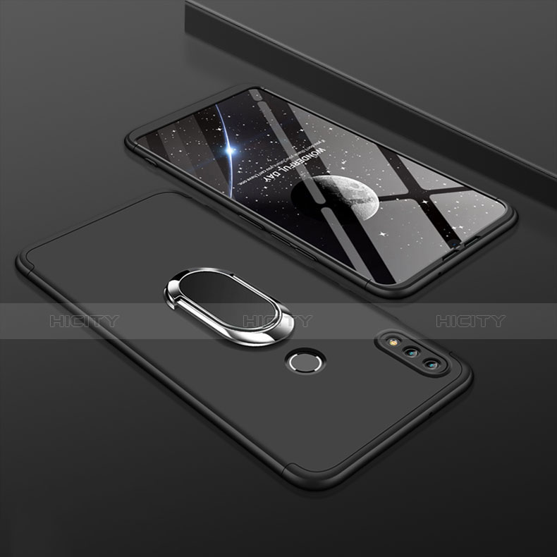 Huawei Y9 (2019)用ハードケース プラスチック 質感もマット 前面と背面 360度 フルカバー アンド指輪 ファーウェイ ブラック