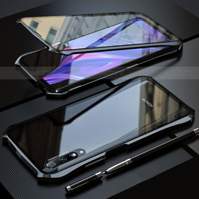 Huawei Y9s用ケース 高級感 手触り良い アルミメタル 製の金属製 360度 フルカバーバンパー 鏡面 カバー ファーウェイ ブラック