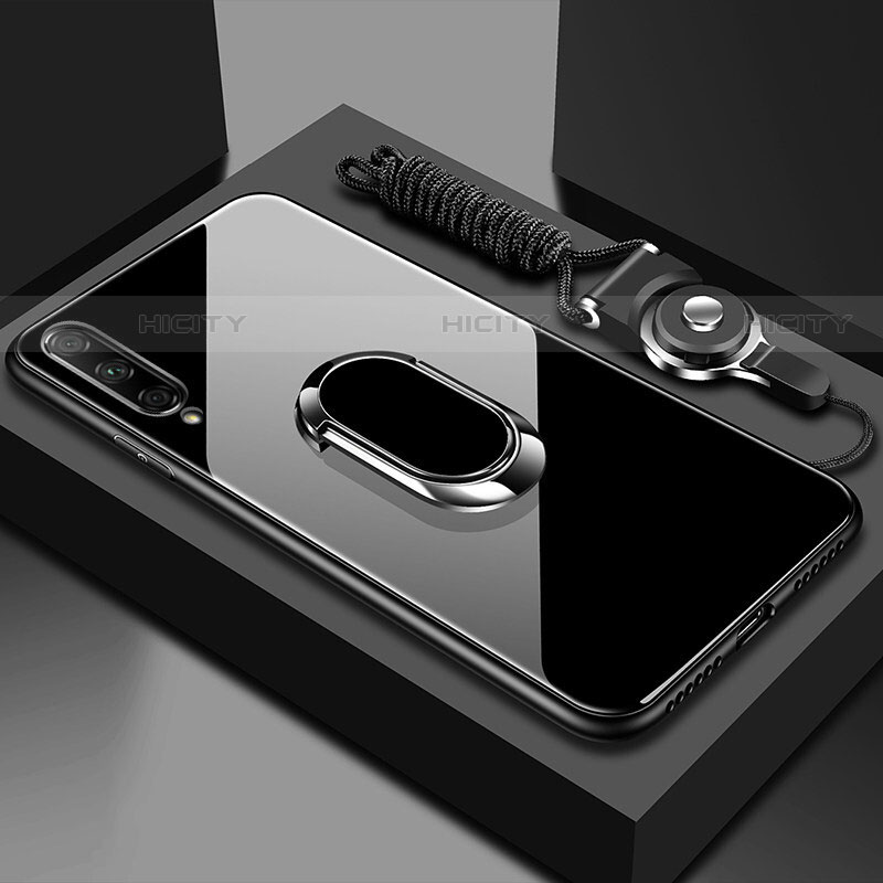 Huawei Y9s用ハイブリットバンパーケース プラスチック 鏡面 カバー アンド指輪 マグネット式 ファーウェイ ブラック
