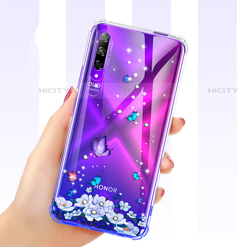 Huawei Y9s用極薄ソフトケース シリコンケース 耐衝撃 全面保護 クリア透明 花 ファーウェイ 