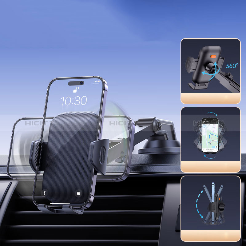 スマートフォン車載ホルダー 車載スタンド 真空吸盤で車のダッシュボードに直接取り付け ユニバーサル BS4 ブラック