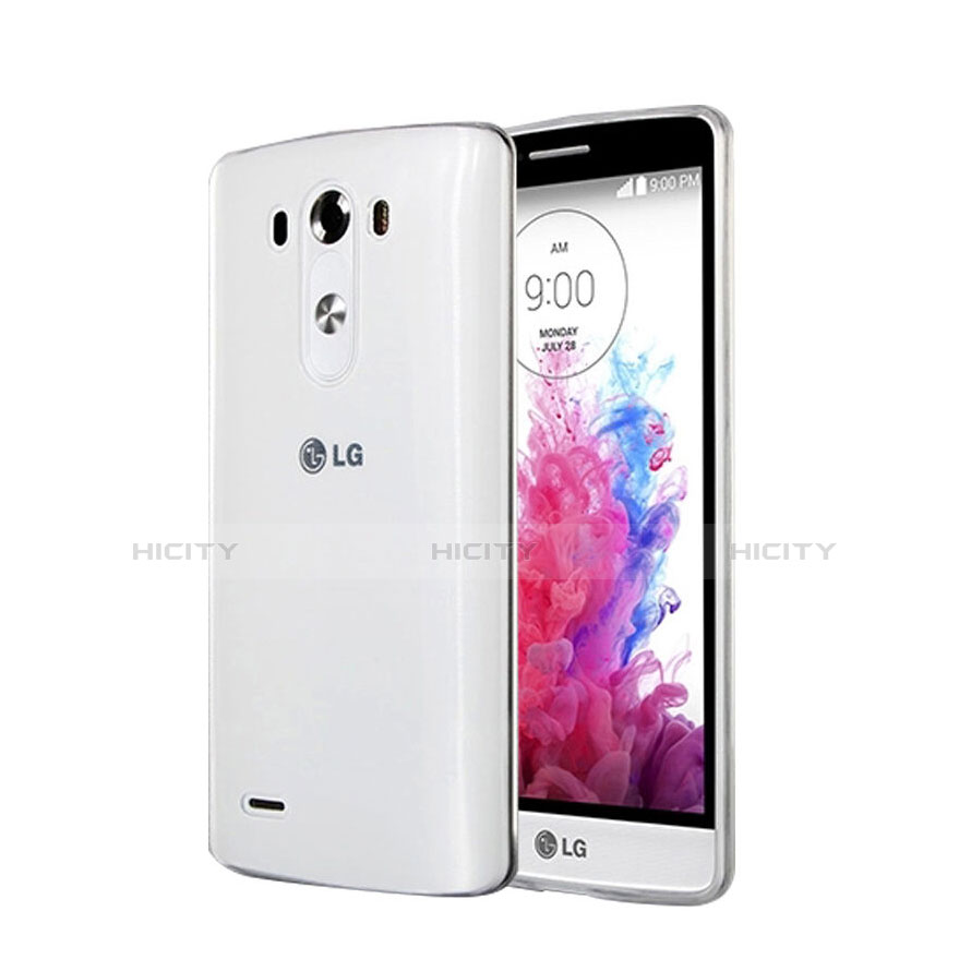 LG G3用極薄ソフトケース シリコンケース 耐衝撃 全面保護 クリア透明 LG ホワイト