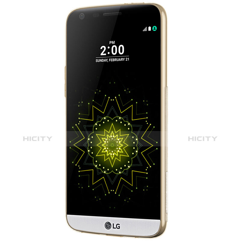 LG G5用極薄ソフトケース シリコンケース 耐衝撃 全面保護 クリア透明 T02 LG ゴールド