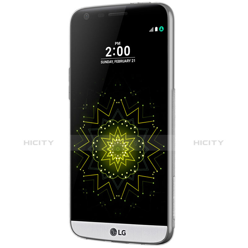 LG G5用極薄ソフトケース シリコンケース 耐衝撃 全面保護 クリア透明 T02 LG グレー