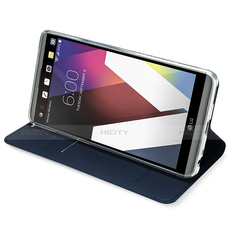 LG G6用手帳型 レザーケース スタンド LG ネイビー