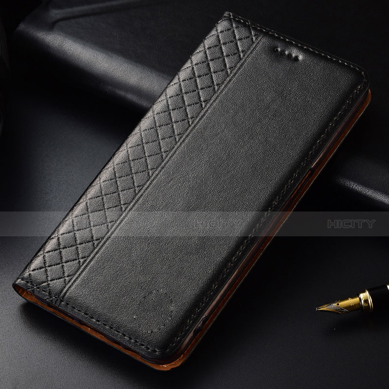LG G8 ThinQ用手帳型 レザーケース スタンド カバー L03 LG ブラック
