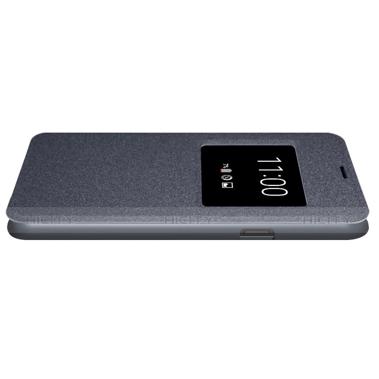 LG Q6用手帳型 レザーケース スタンド LG ブラック