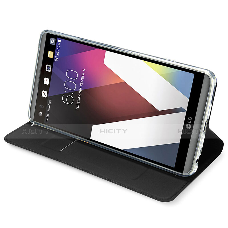 LG V20用手帳型 レザーケース スタンド LG ブラック