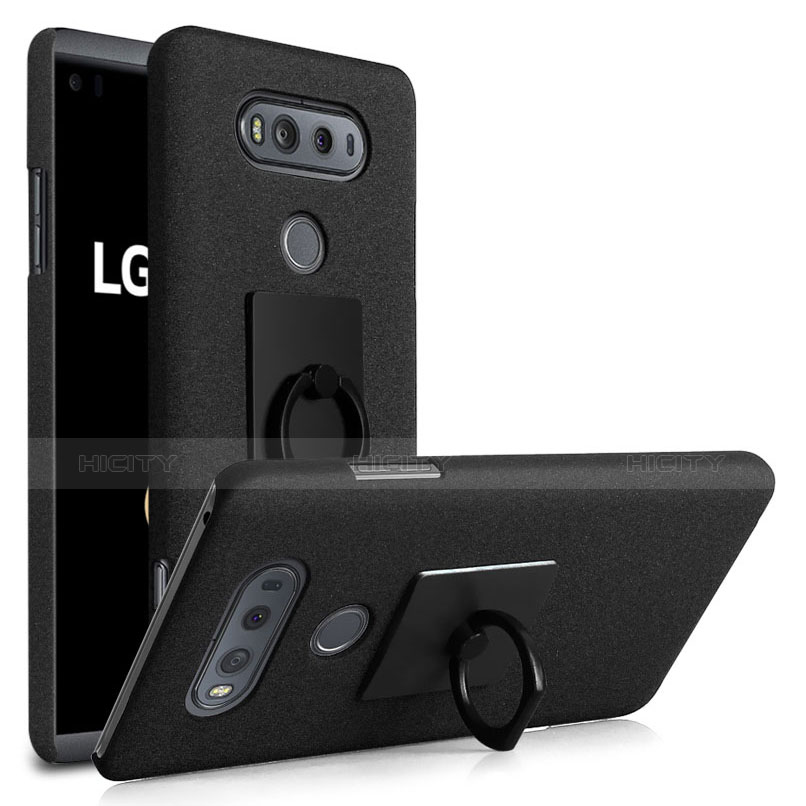 LG V20用ハードケース カバー プラスチック アンド指輪 LG ブラック