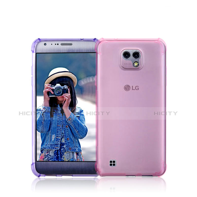 LG X Cam用極薄ソフトケース シリコンケース 耐衝撃 全面保護 クリア透明 LG ピンク