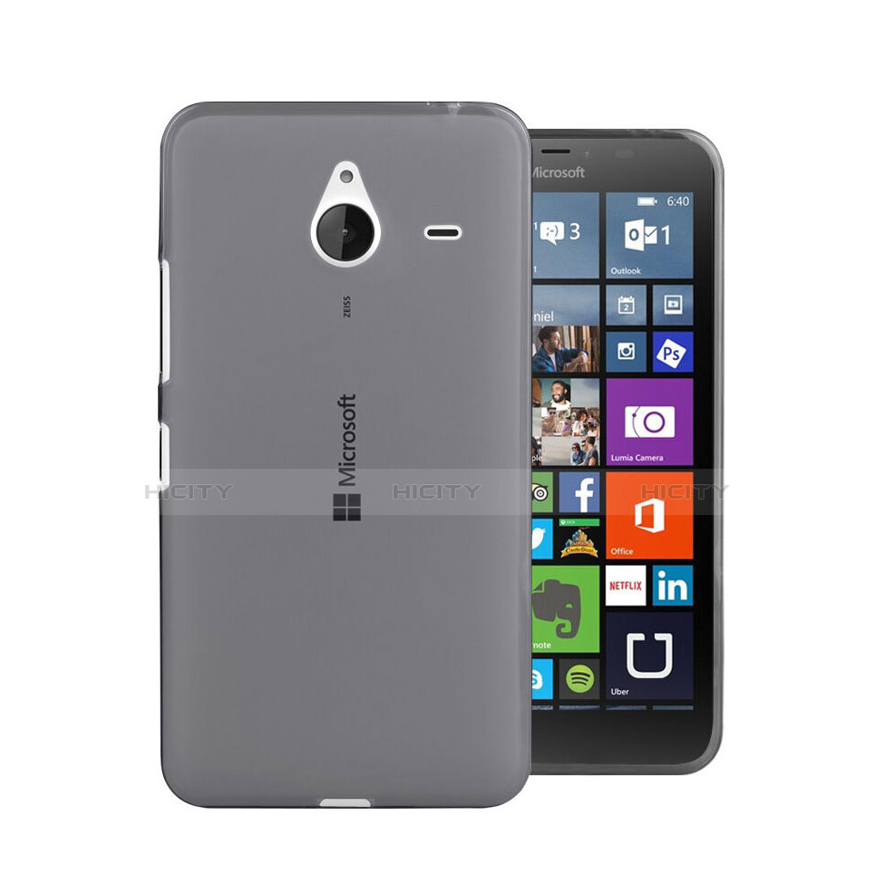 Microsoft Lumia 640 XL Lte用極薄ソフトケース シリコンケース 耐衝撃 全面保護 クリア透明 Microsoft グレー