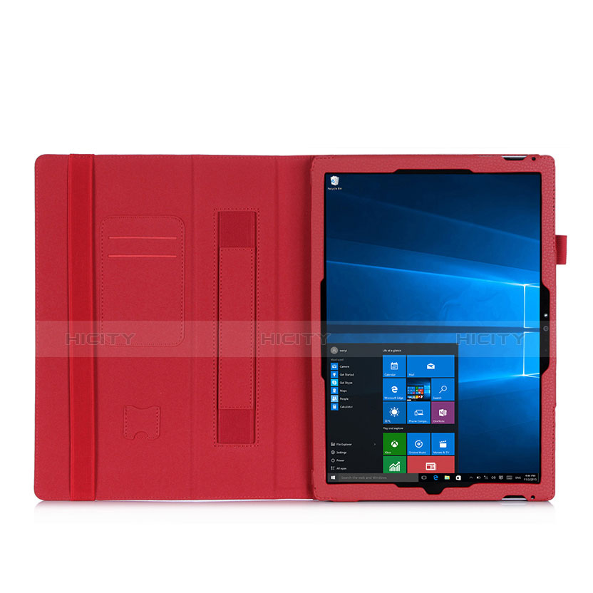 Microsoft Surface Pro 3用手帳型 レザーケース スタンド Microsoft レッド