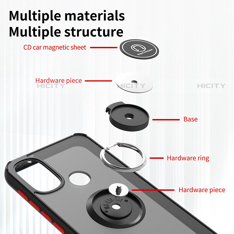 Motorola Moto E20用ハイブリットバンパーケース プラスチック アンド指輪 マグネット式 S04 モトローラ 