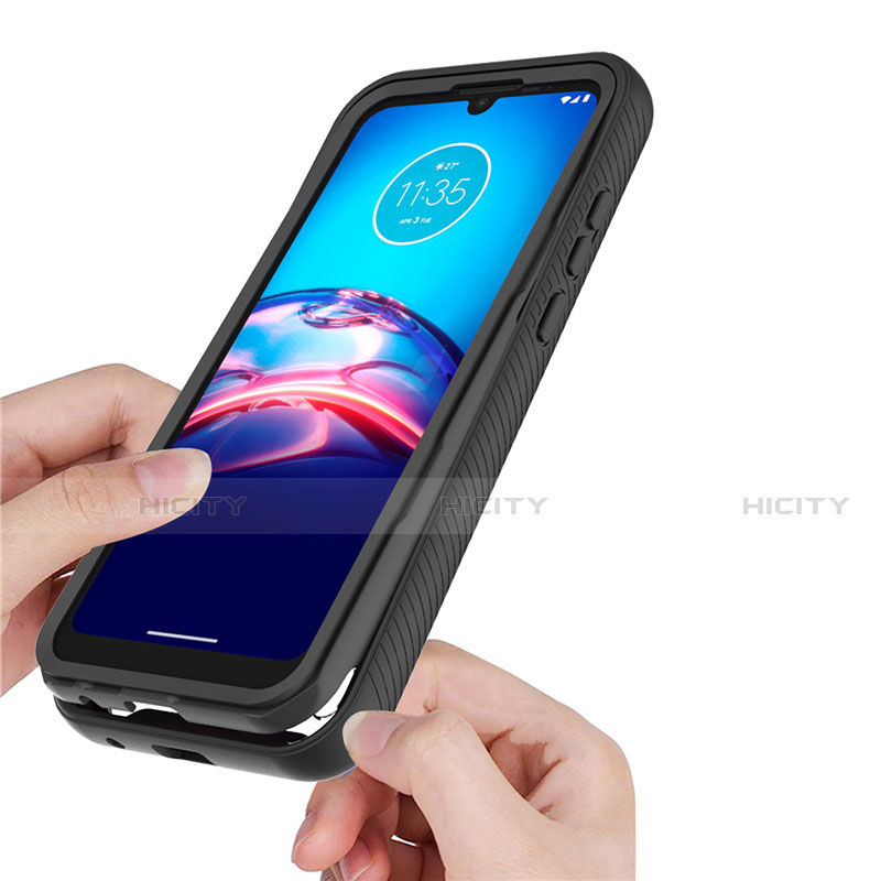 Motorola Moto E6s (2020)用ハイブリットバンパーケース プラスチック 兼シリコーン カバー 前面と背面 360度 フル モトローラ ブラック