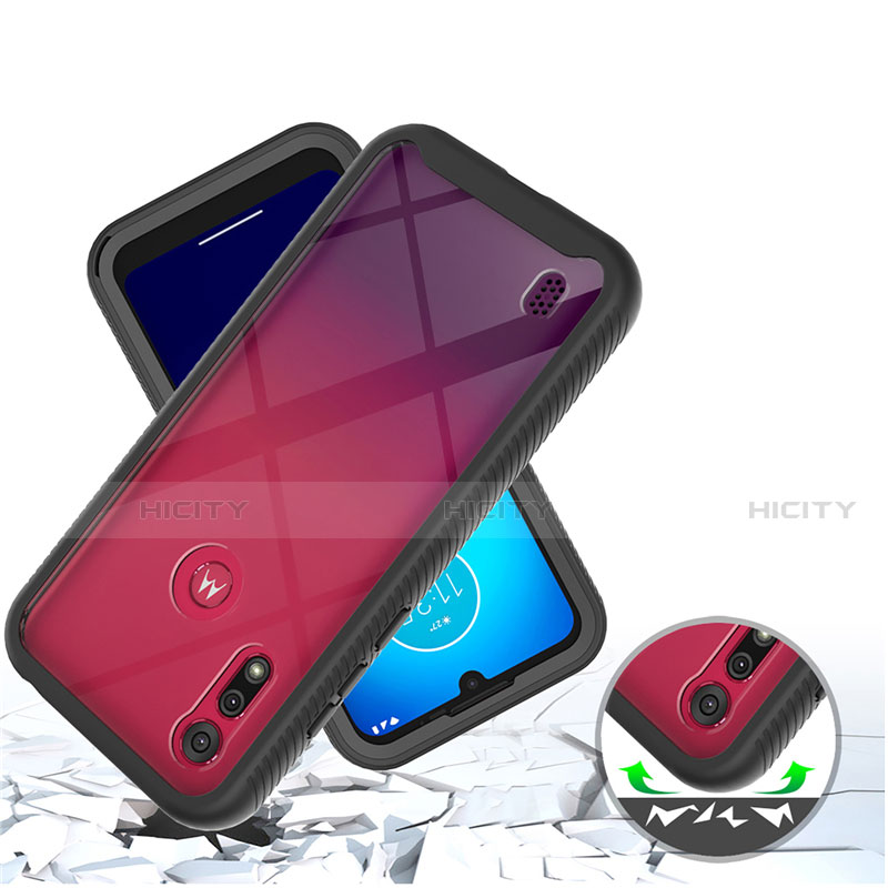 Motorola Moto E6s (2020)用ハイブリットバンパーケース プラスチック 兼シリコーン カバー 前面と背面 360度 フル モトローラ ブラック