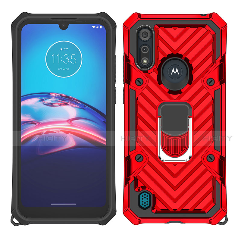 Motorola Moto E6s (2020)用ハイブリットバンパーケース プラスチック アンド指輪 マグネット式 S01 モトローラ 