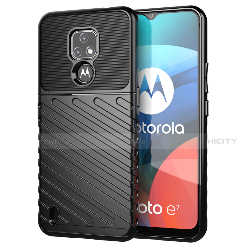 Motorola Moto E7 (2020)用シリコンケース ソフトタッチラバー ツイル カバー モトローラ 