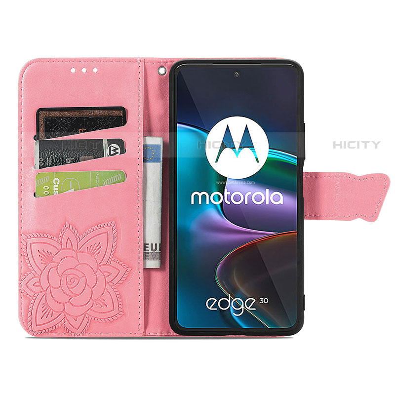Motorola Moto Edge 30 5G用手帳型 レザーケース スタンド バタフライ 蝶 カバー モトローラ 