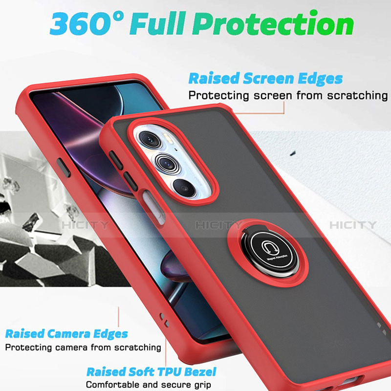 Motorola Moto Edge 30 Pro 5G用ハイブリットバンパーケース プラスチック アンド指輪 マグネット式 S04 モトローラ 