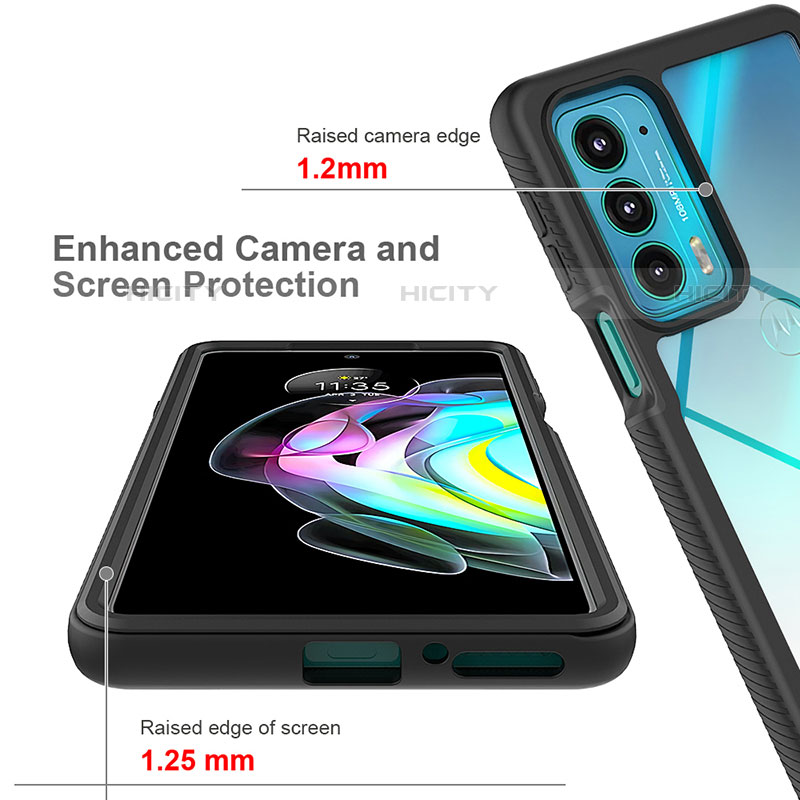 Motorola Moto Edge Lite 5G用360度 フルカバー ハイブリットバンパーケース クリア透明 プラスチック カバー モトローラ 
