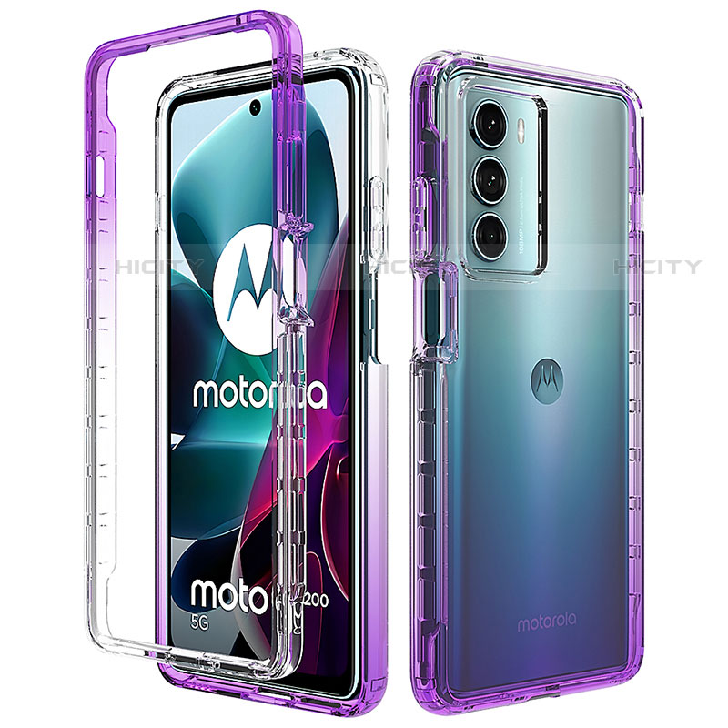 Motorola Moto Edge S30 5G用前面と背面 360度 フルカバー 極薄ソフトケース シリコンケース 耐衝撃 全面保護 バンパー 勾配色 透明 モトローラ 