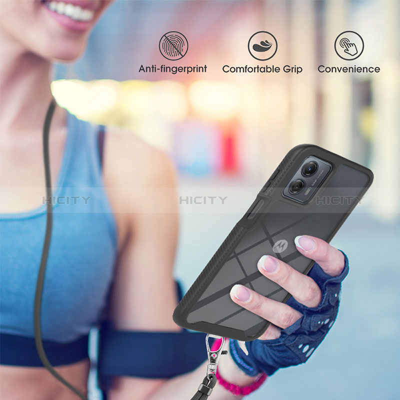 Motorola Moto G 5G (2023)用ハイブリットバンパーケース プラスチック 兼シリコーン カバー 前面と背面 360度 フル 携帯ストラップ モトローラ 