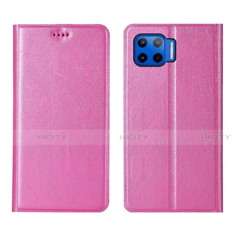 Motorola Moto G 5G Plus用手帳型 レザーケース スタンド カバー L04 モトローラ ピンク