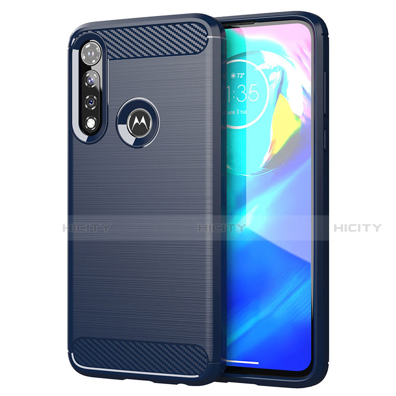 Motorola Moto G Power用シリコンケース ソフトタッチラバー ライン カバー モトローラ ネイビー