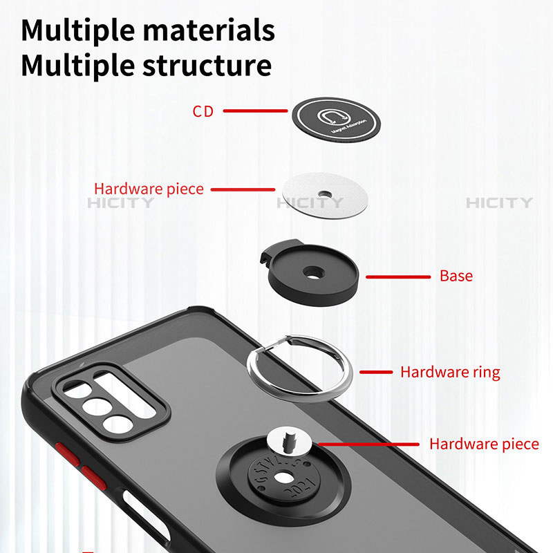 Motorola Moto G Stylus (2021)用ハイブリットバンパーケース プラスチック アンド指輪 マグネット式 S04 モトローラ 