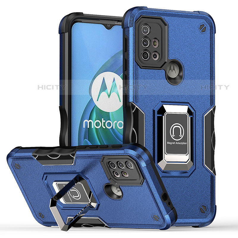 Motorola Moto G10用ハイブリットバンパーケース プラスチック アンド指輪 マグネット式 S05 モトローラ ネイビー
