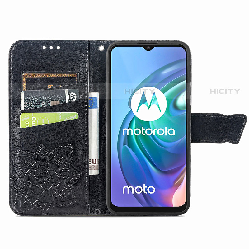 Motorola Moto G10用手帳型 レザーケース スタンド バタフライ 蝶 カバー モトローラ 
