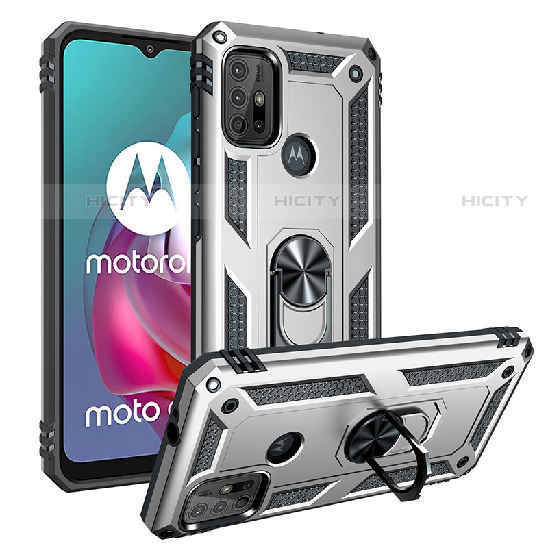 Motorola Moto G10用ハイブリットバンパーケース プラスチック アンド指輪 マグネット式 S01 モトローラ 