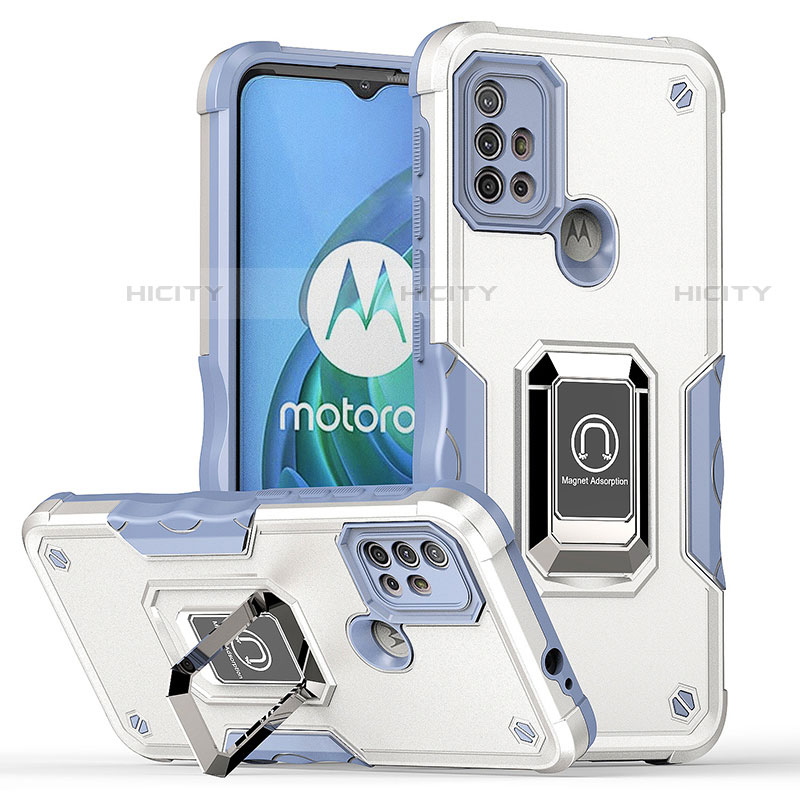 Motorola Moto G10 Power用ハイブリットバンパーケース プラスチック アンド指輪 マグネット式 S05 モトローラ ホワイト