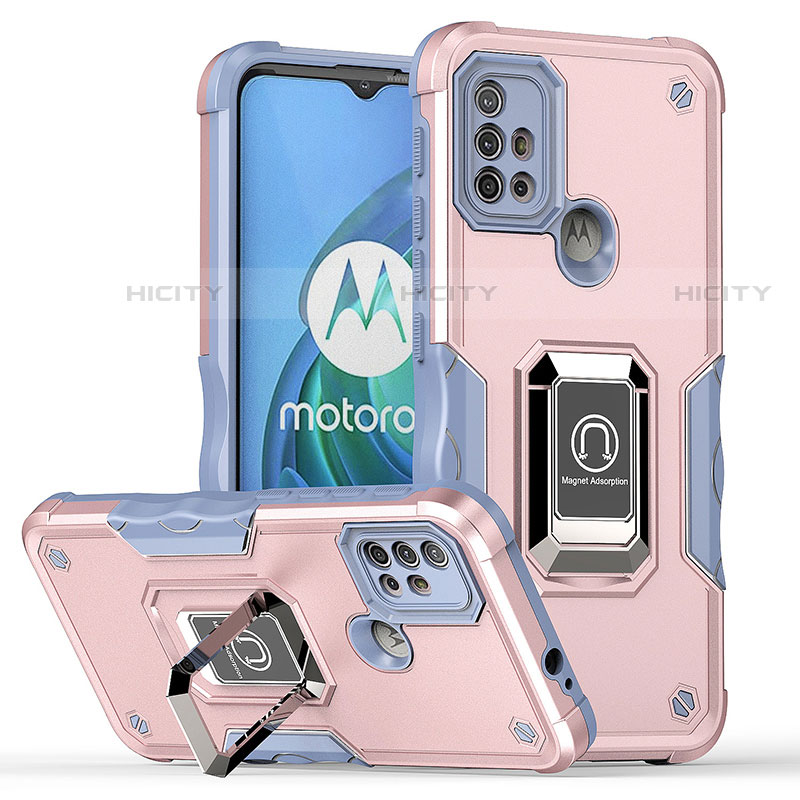Motorola Moto G10 Power用ハイブリットバンパーケース プラスチック アンド指輪 マグネット式 S05 モトローラ ピンク