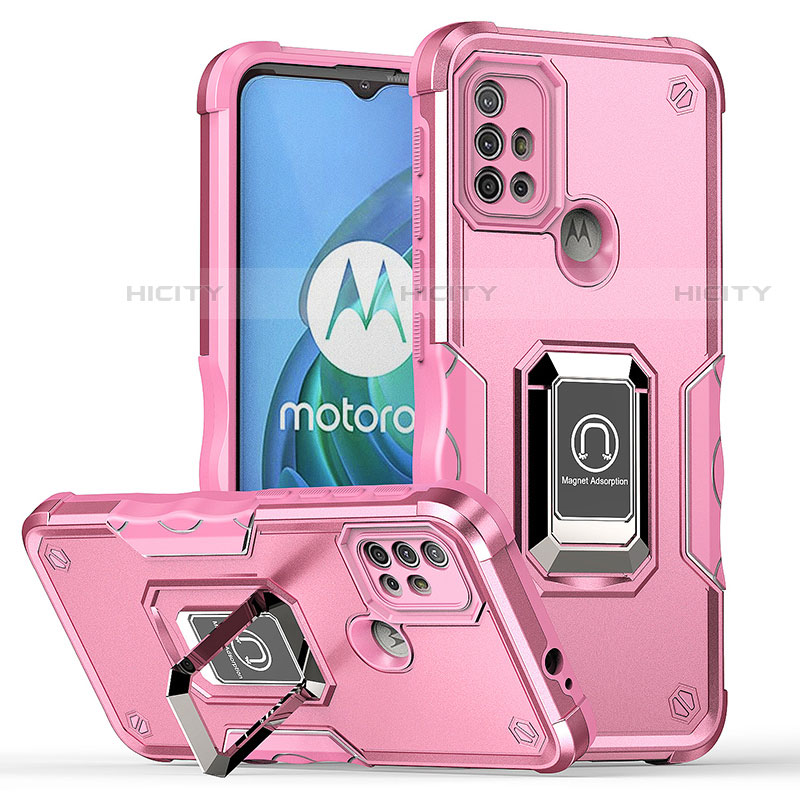 Motorola Moto G10 Power用ハイブリットバンパーケース プラスチック アンド指輪 マグネット式 S05 モトローラ ローズレッド